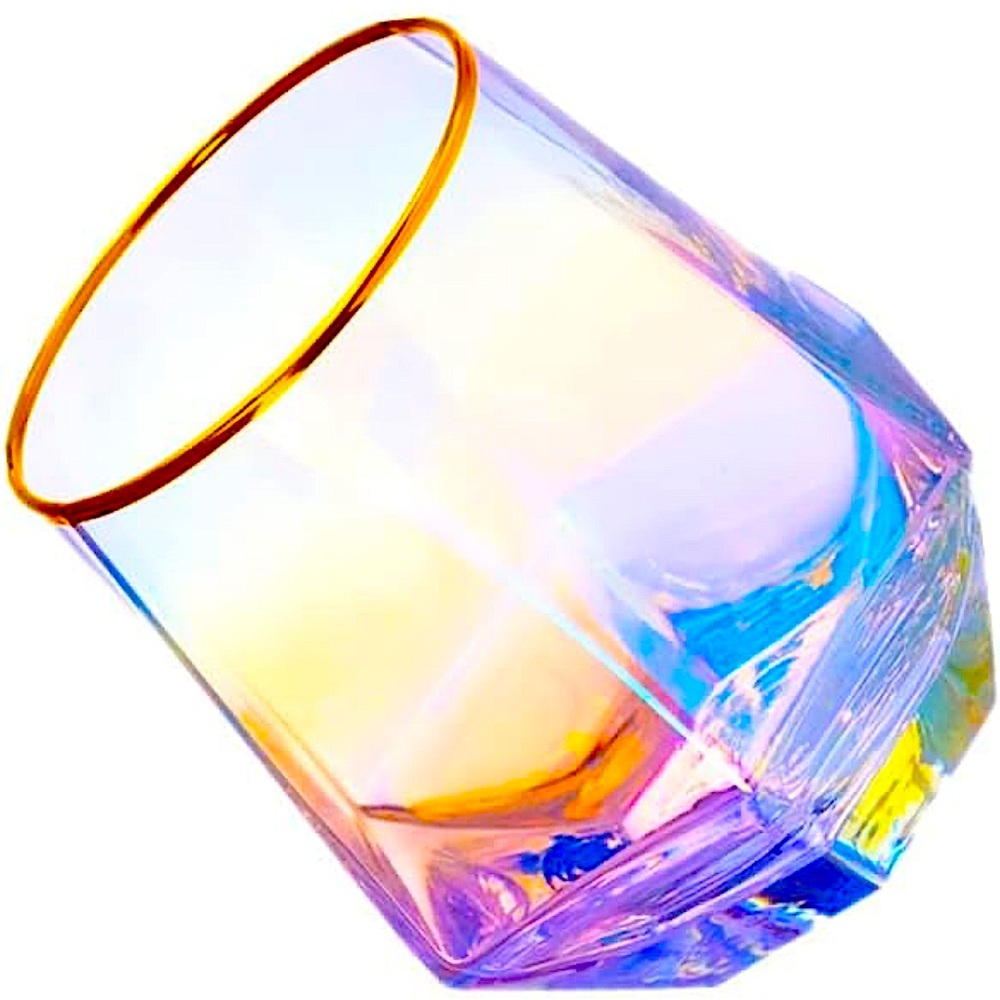 *lNWT 10oz iridescent tilted whiskey glass